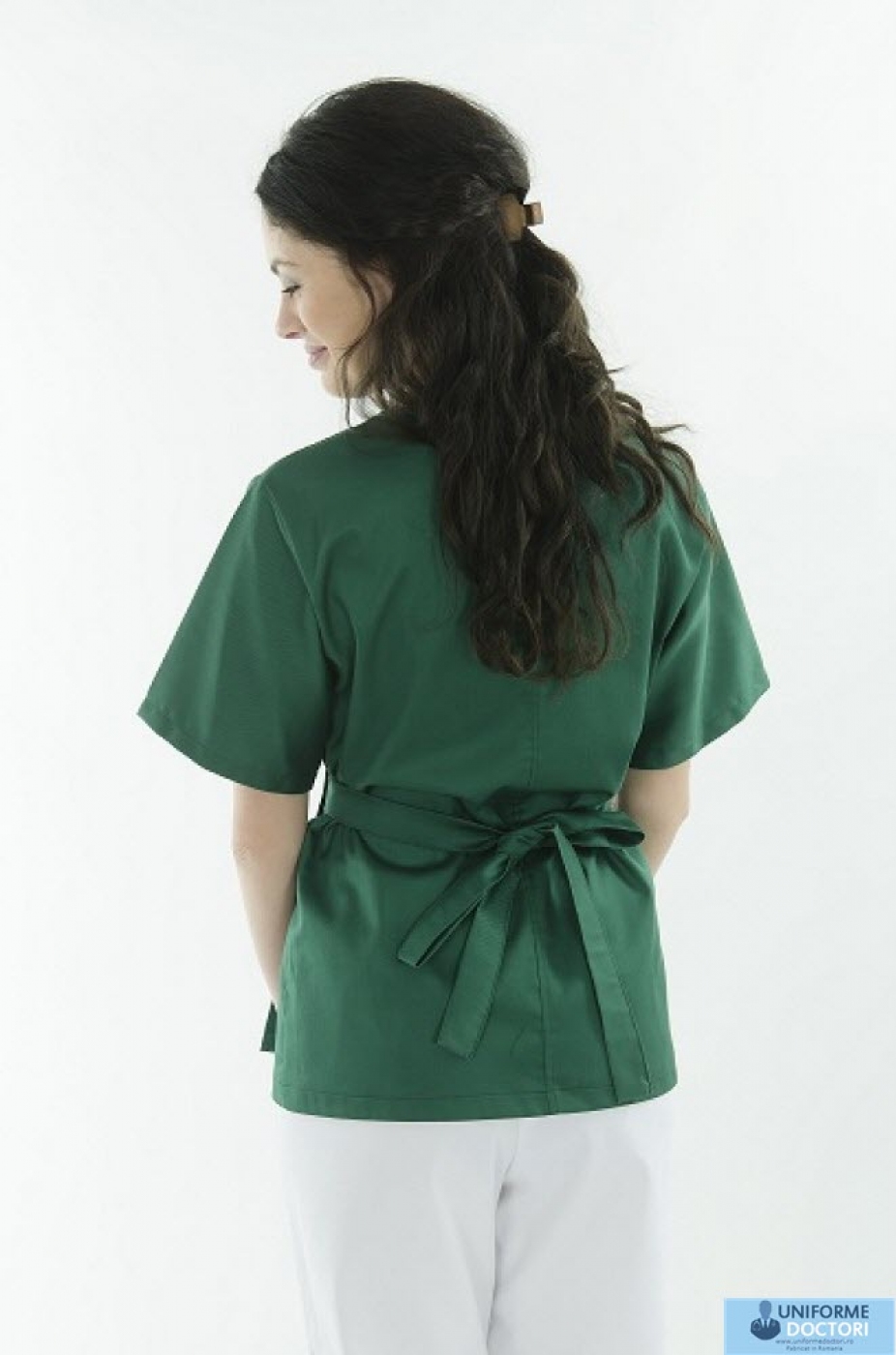 Uniforme medicale - Halat medical tip kimono, maneca scurta si cordon