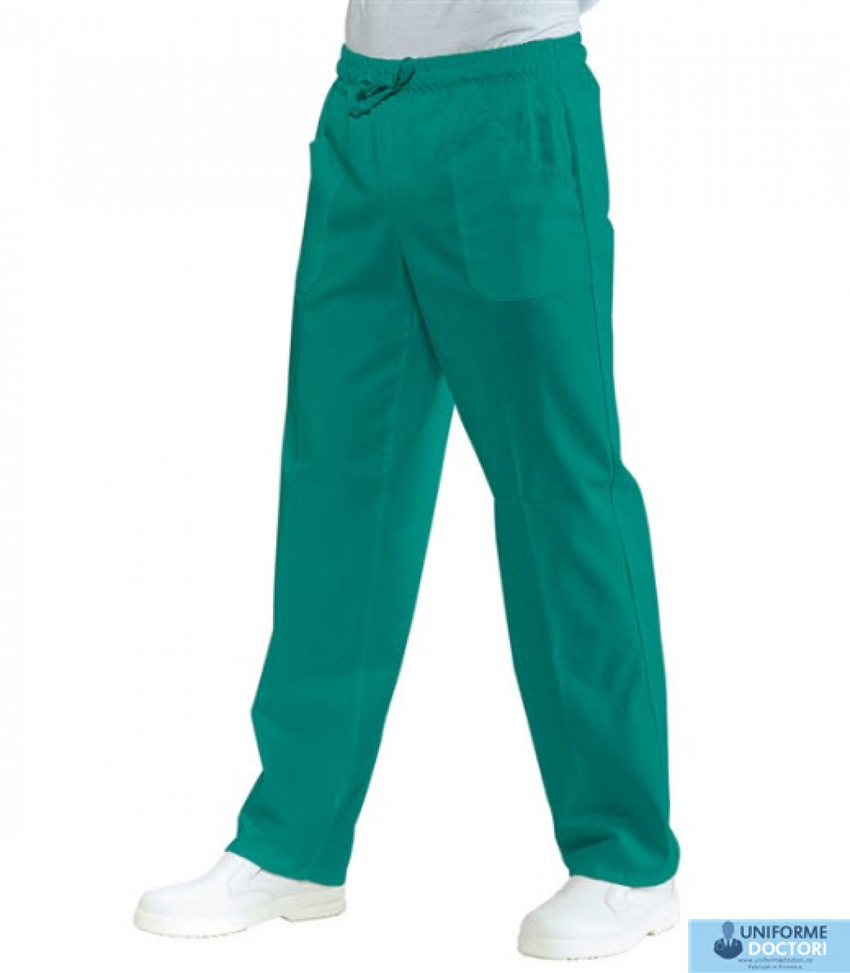 Pantalon medical, model clasic cu buzunare elastic si snur in talie, de barbat