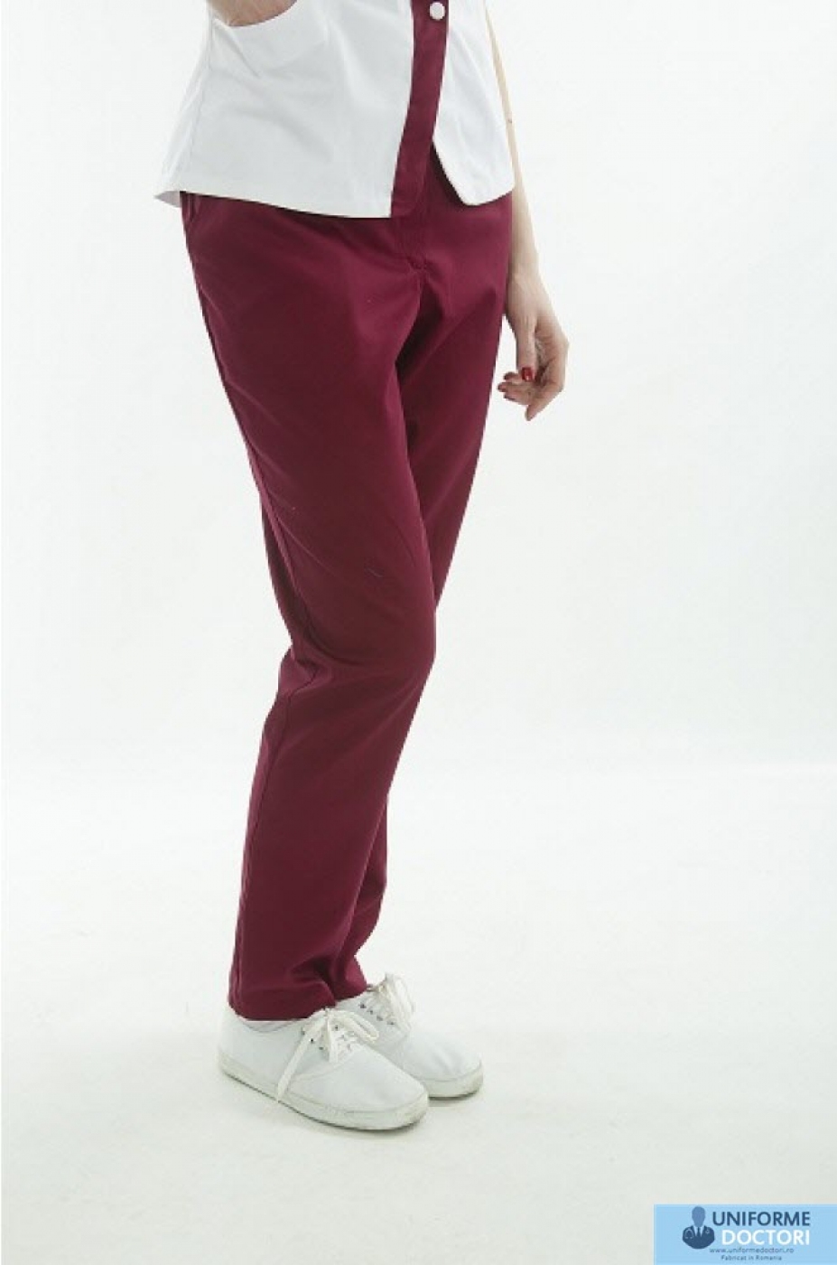 Uniforme medicale - Halat medical asimetric, maneca scurta si guler tunica