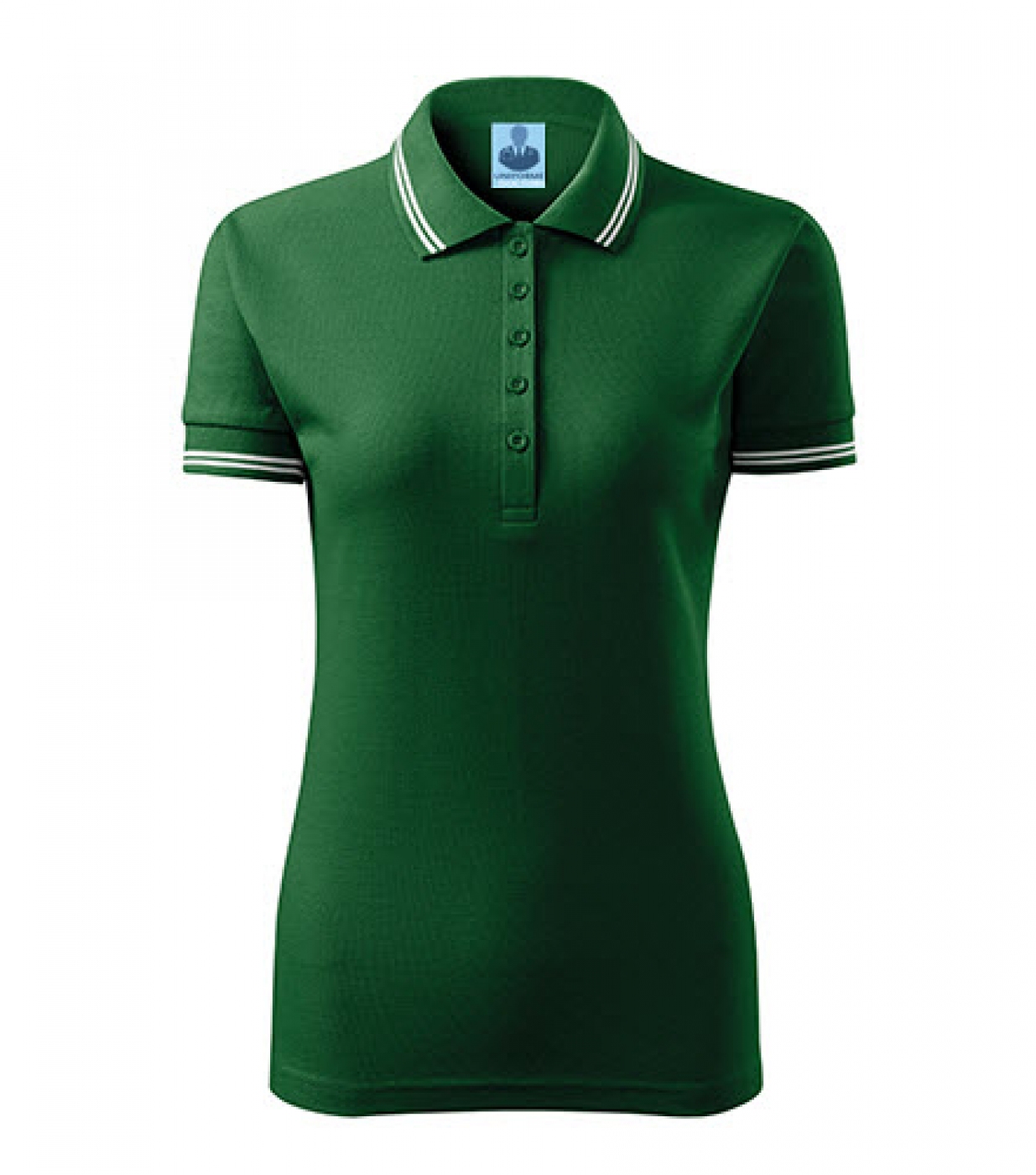 Uniforme medicale - Tricou medical, polo cu dungi contrast, bumbac 200g, dama