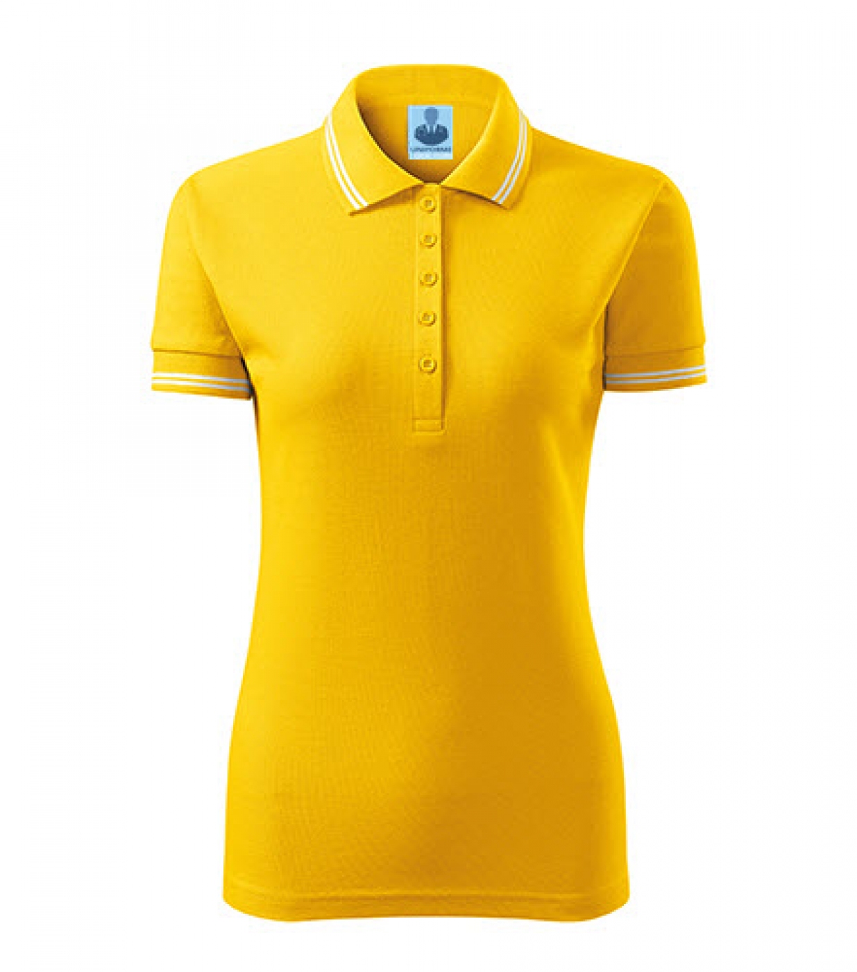Uniforme medicale - Tricou medical, polo cu dungi contrast, bumbac 200g, dama