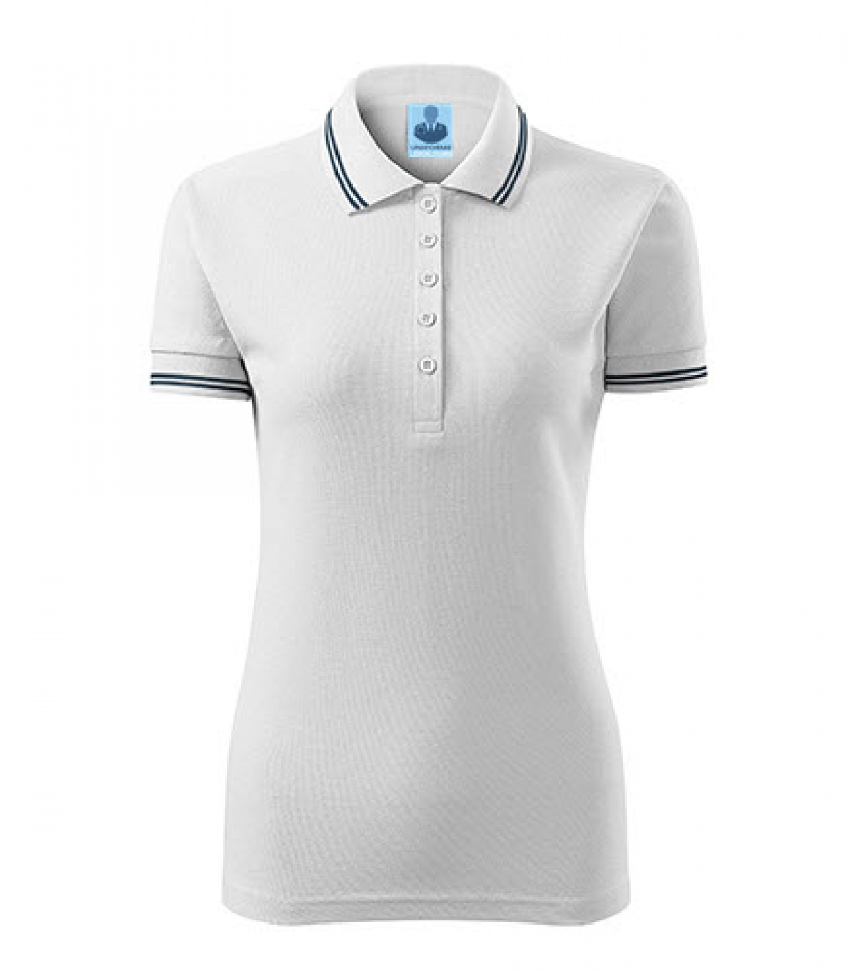 Uniforme medicale - Tricou medical, polo cu dungi contrast, bumbac 200g, dama