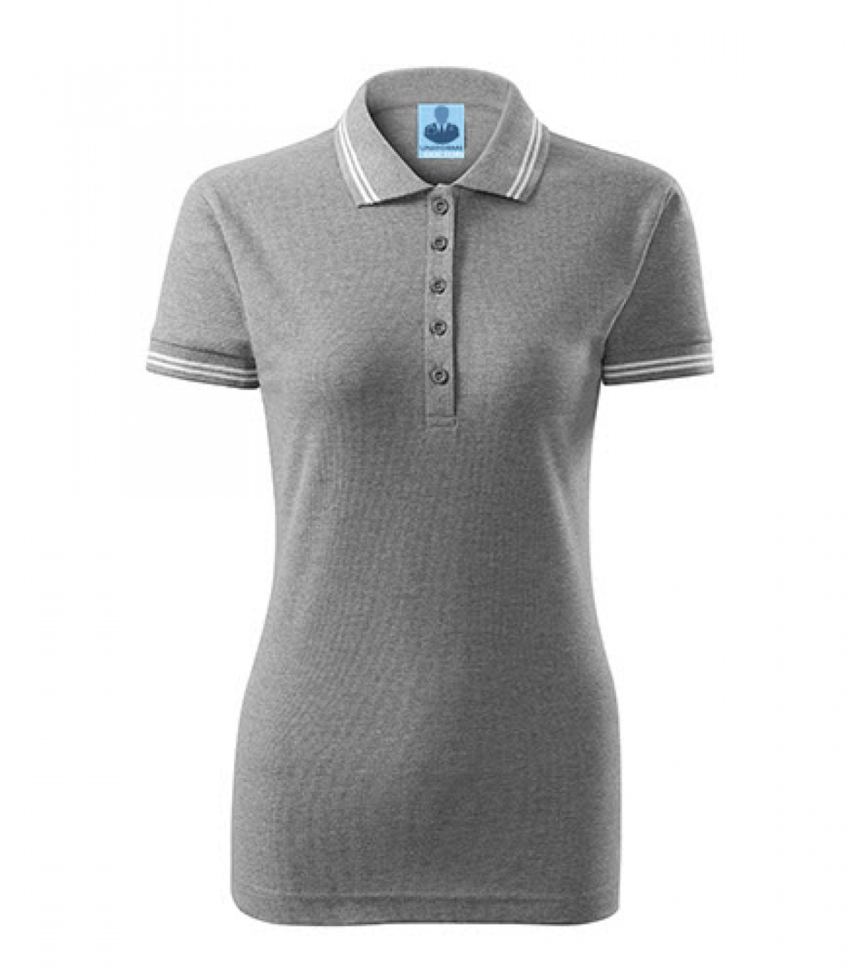 Uniforme medicale - Tricou medical, polo cu dungi contrast, bumbac 200g, dama