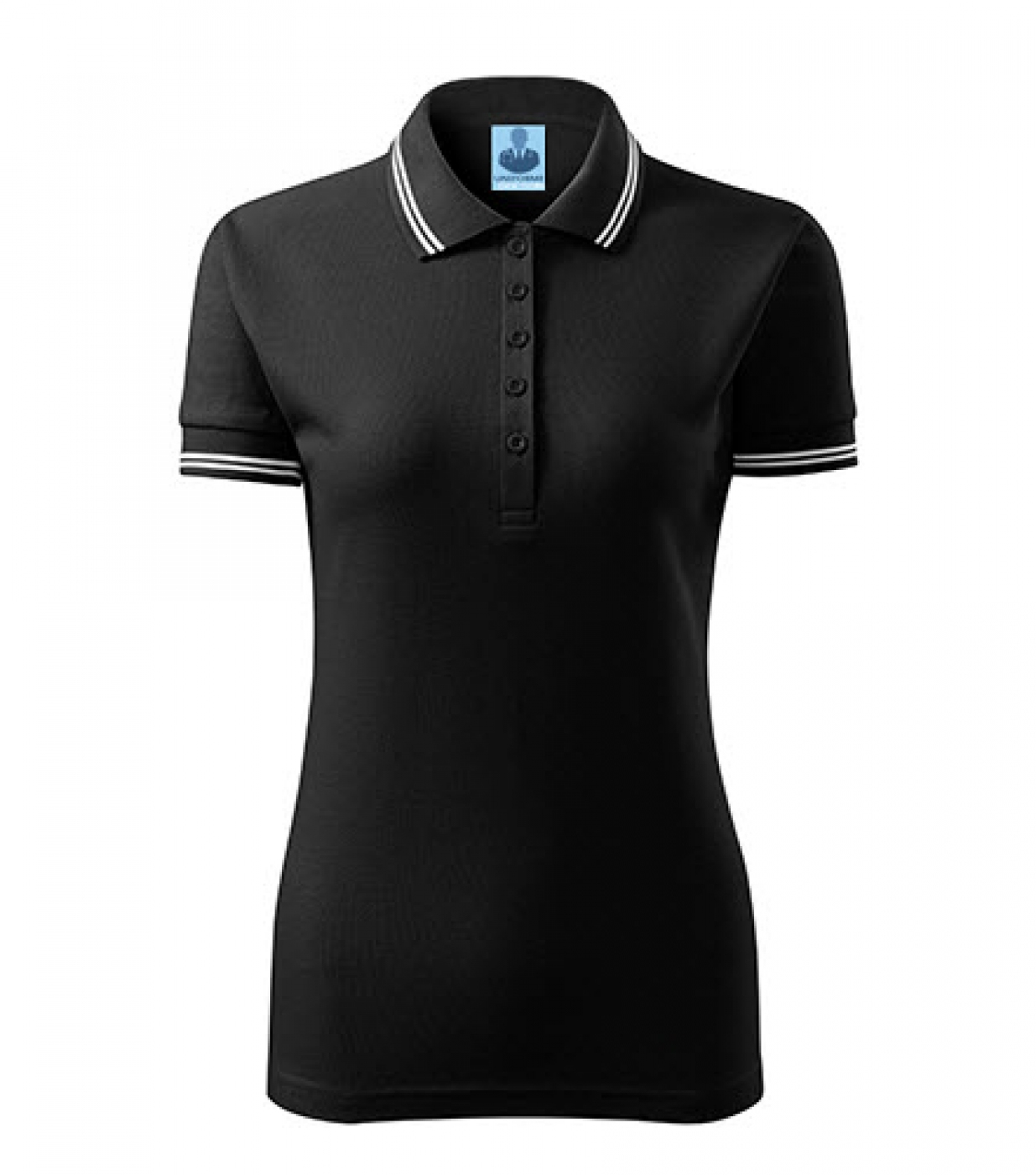 Uniforme medicale - Tricou medical, polo cu dungi contrast, bumbac 200g, dama