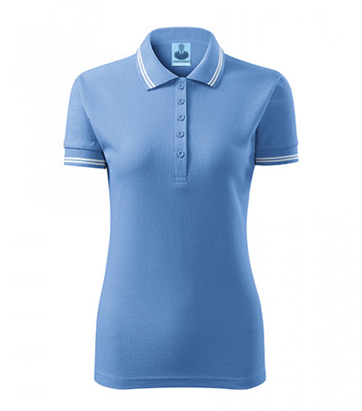 Uniforme medicale - Tricou medical, polo cu dungi contrast, bumbac 200g, dama