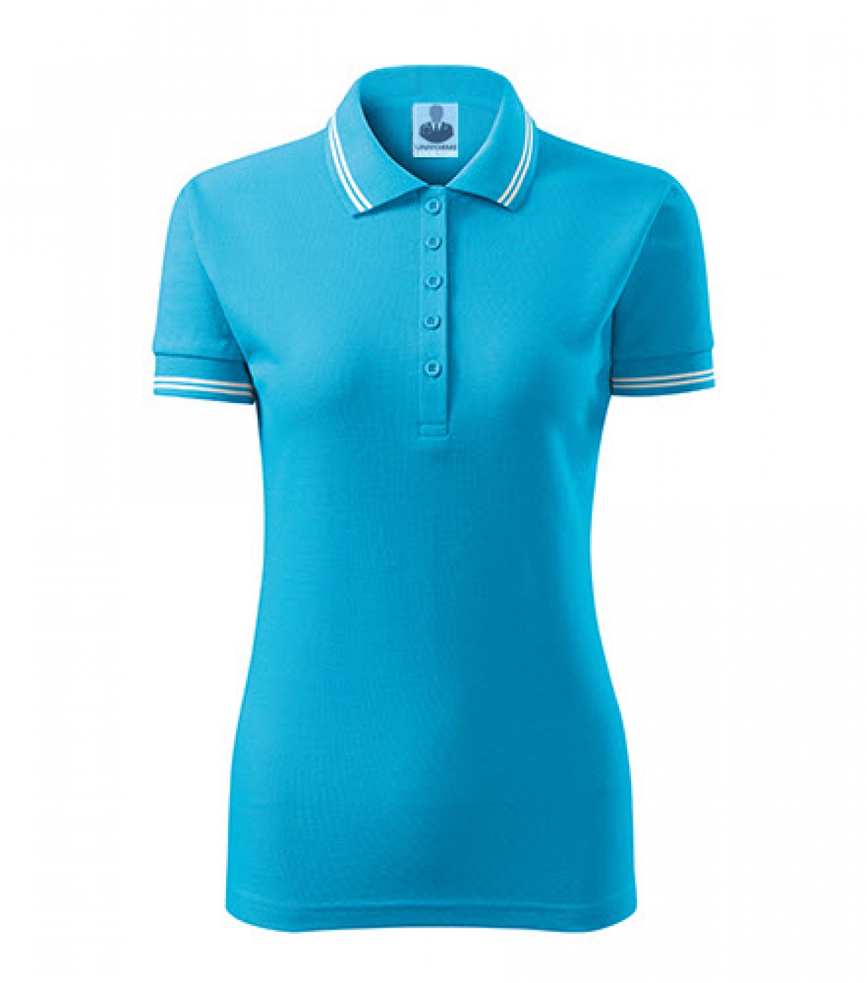 Uniforme medicale - Tricou medical, polo cu dungi contrast, bumbac 200g, dama