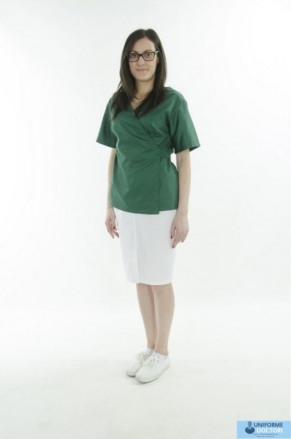 Uniforme medicale - Halat medical tip kimono, maneca scurta si cordon