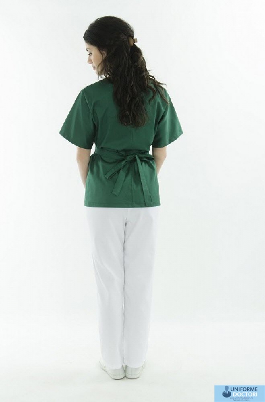 Uniforme medicale - Halat medical tip kimono, maneca scurta si cordon