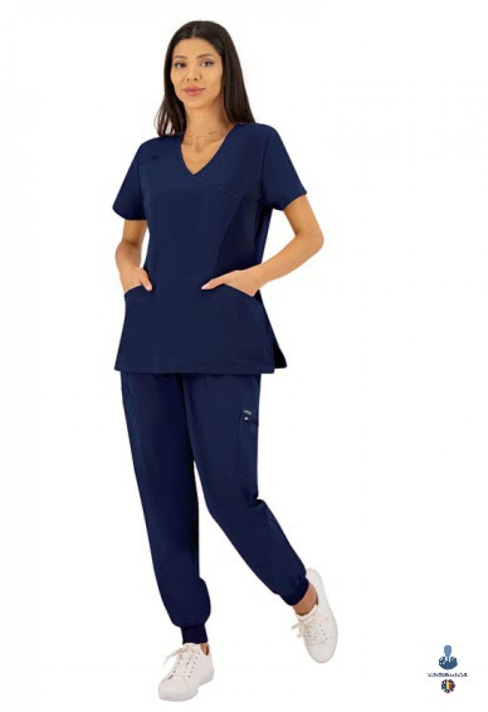 Halate medicale - Bluza medicala cu maneca scurta si achior asimetric