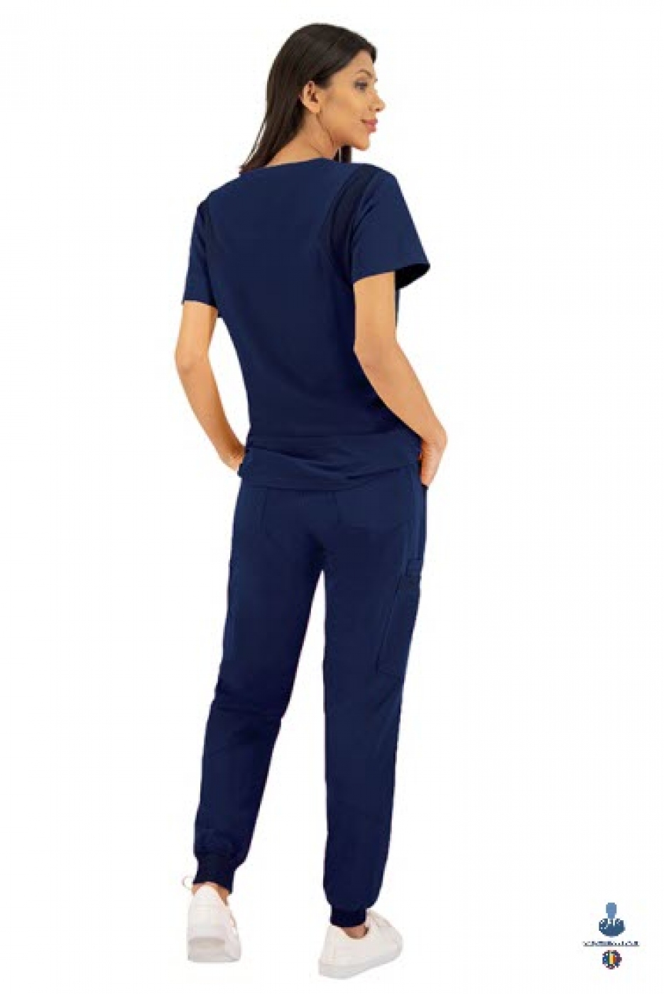 Halate medicale - Bluza medicala cu maneca scurta si achior asimetric