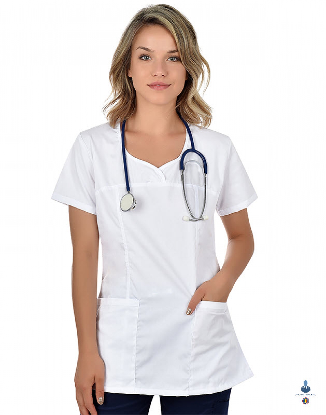 Halate medicale - Bluza medicala cu maneca scurta si achior larg in V