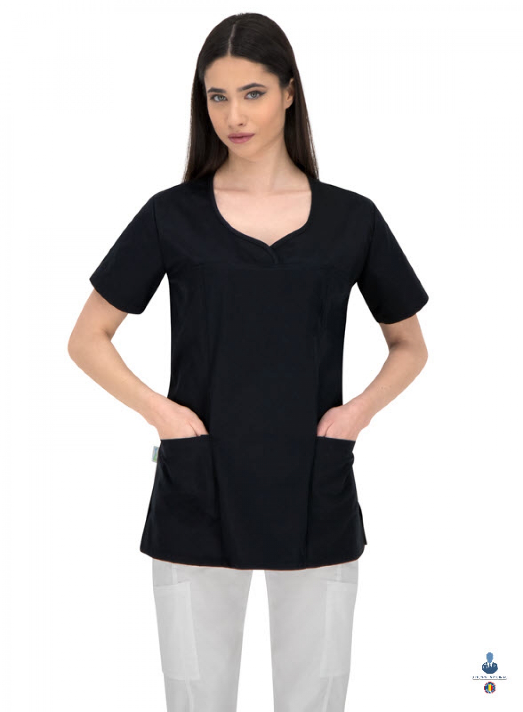 Halate medicale - Bluza medicala cu maneca scurta si achior larg in V
