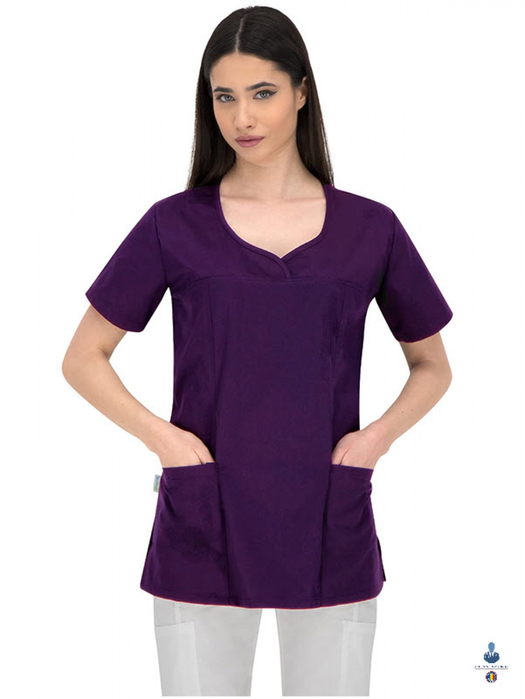 Halate medicale - Bluza medicala cu maneca scurta si achior larg in V