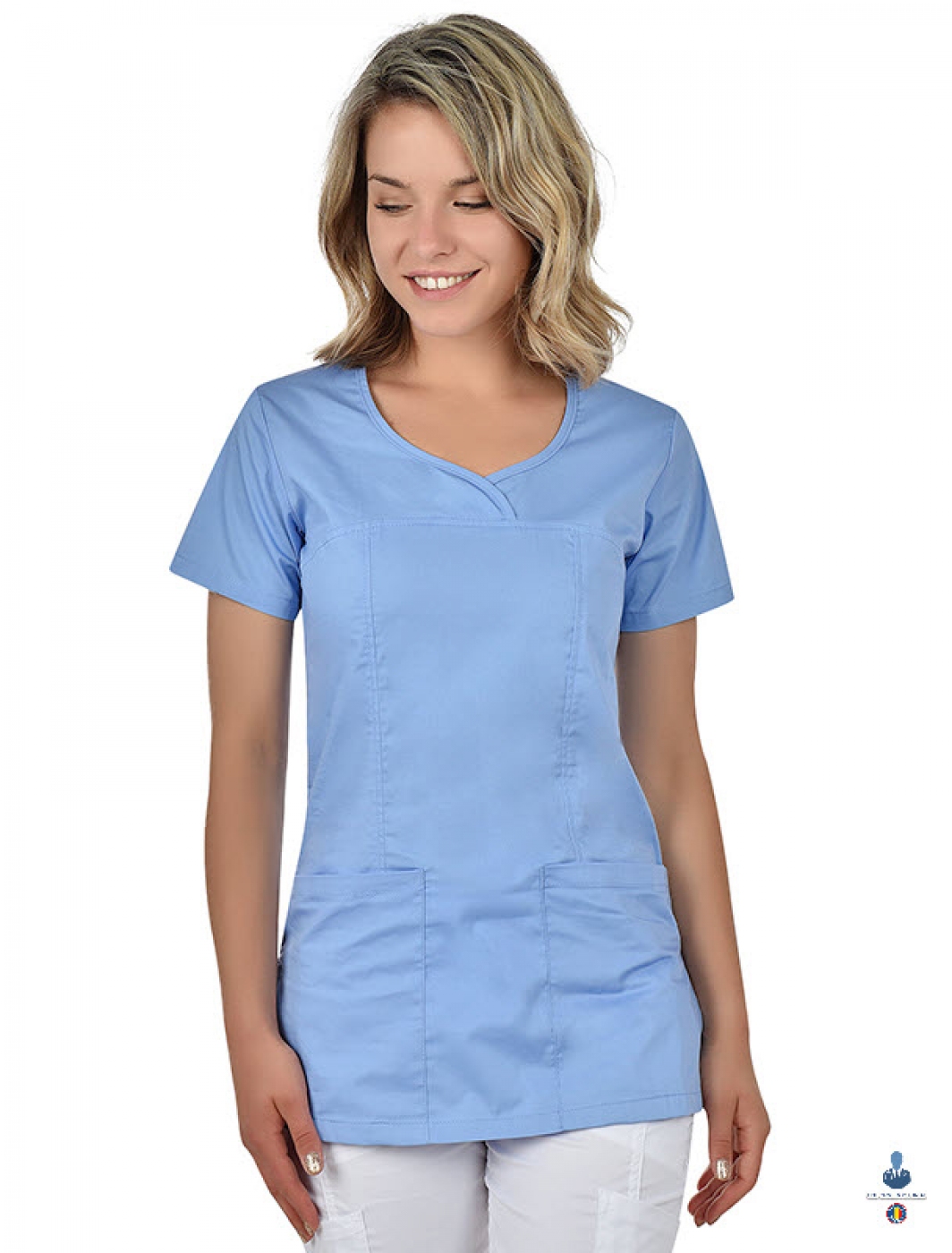 Halate medicale - Bluza medicala cu maneca scurta si achior larg in V