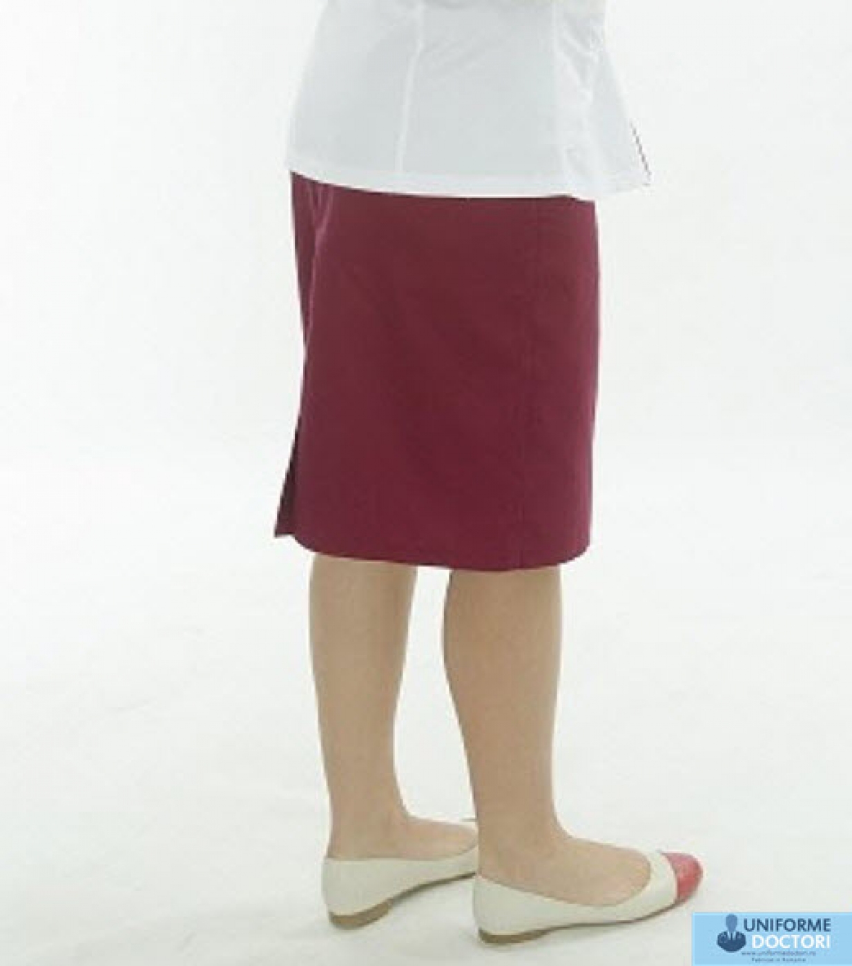 Uniforme medicale â€“ Fusta medicala clasica cu fermoar, pana la genunchi