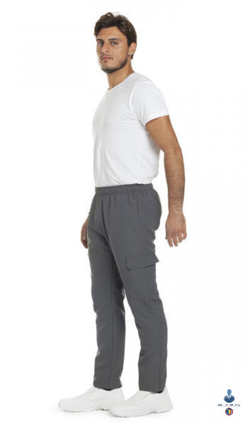 Uniforme medicale microfibra - Pantaloni medicali, slim-fit, buzunare laterale, elastic si snur in talie