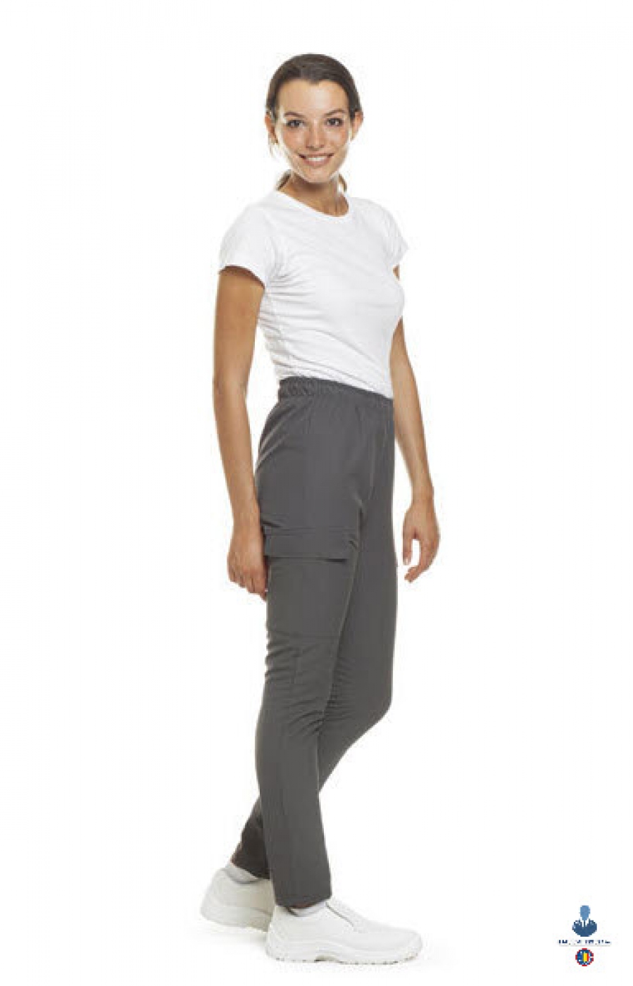 Uniforme medicale microfibra - Pantaloni medicali, slim-fit, buzunare laterale, elastic si snur in talie