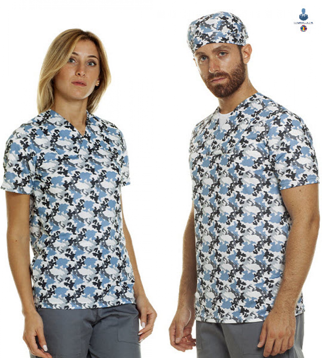 Uniforme medicale - Halat medical microfibra, maneca scurta si guler in achior, model unisex