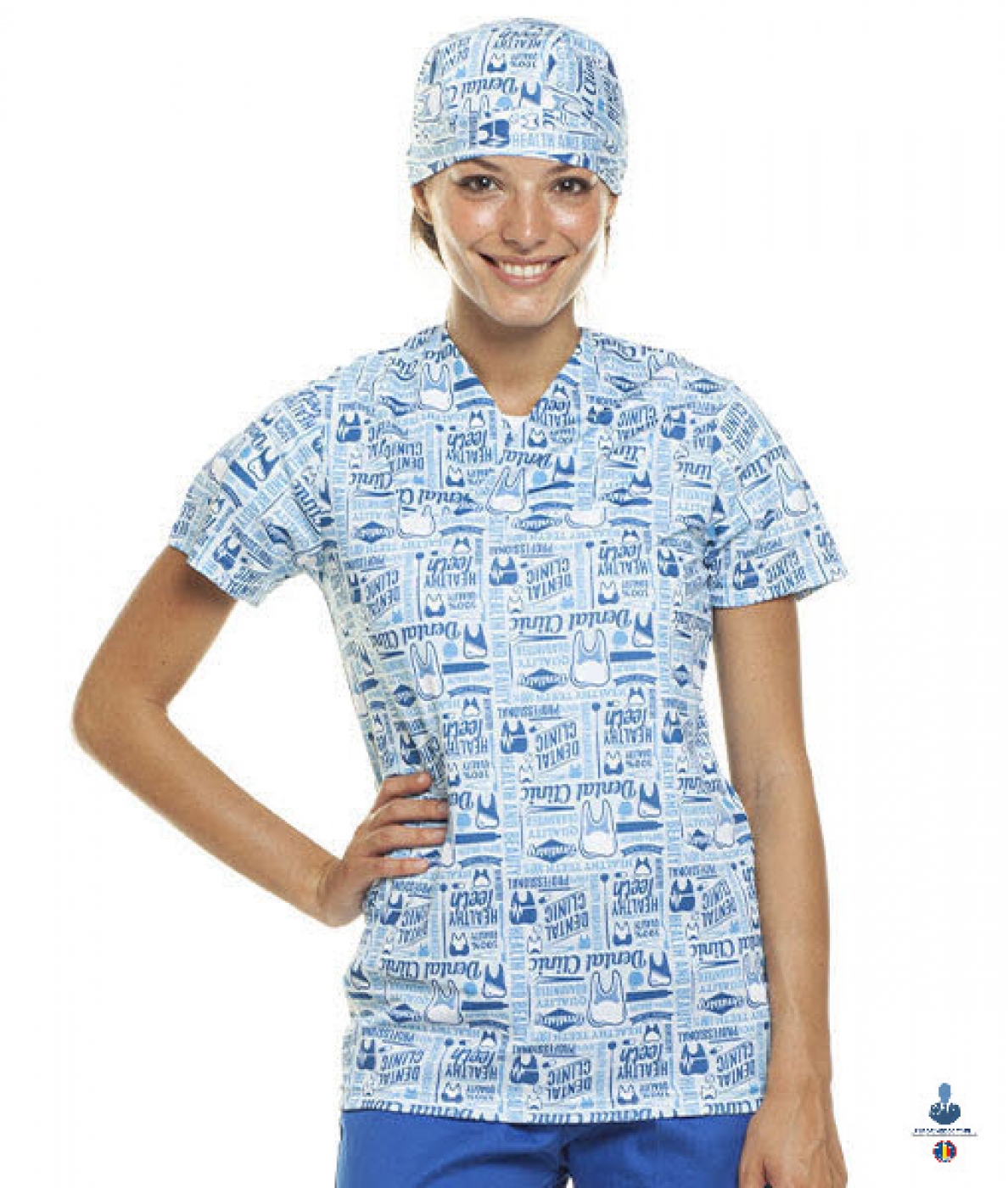 Uniforme medicale - Halat medical din microfibra cu maneca scurta si guler in achior, unisex