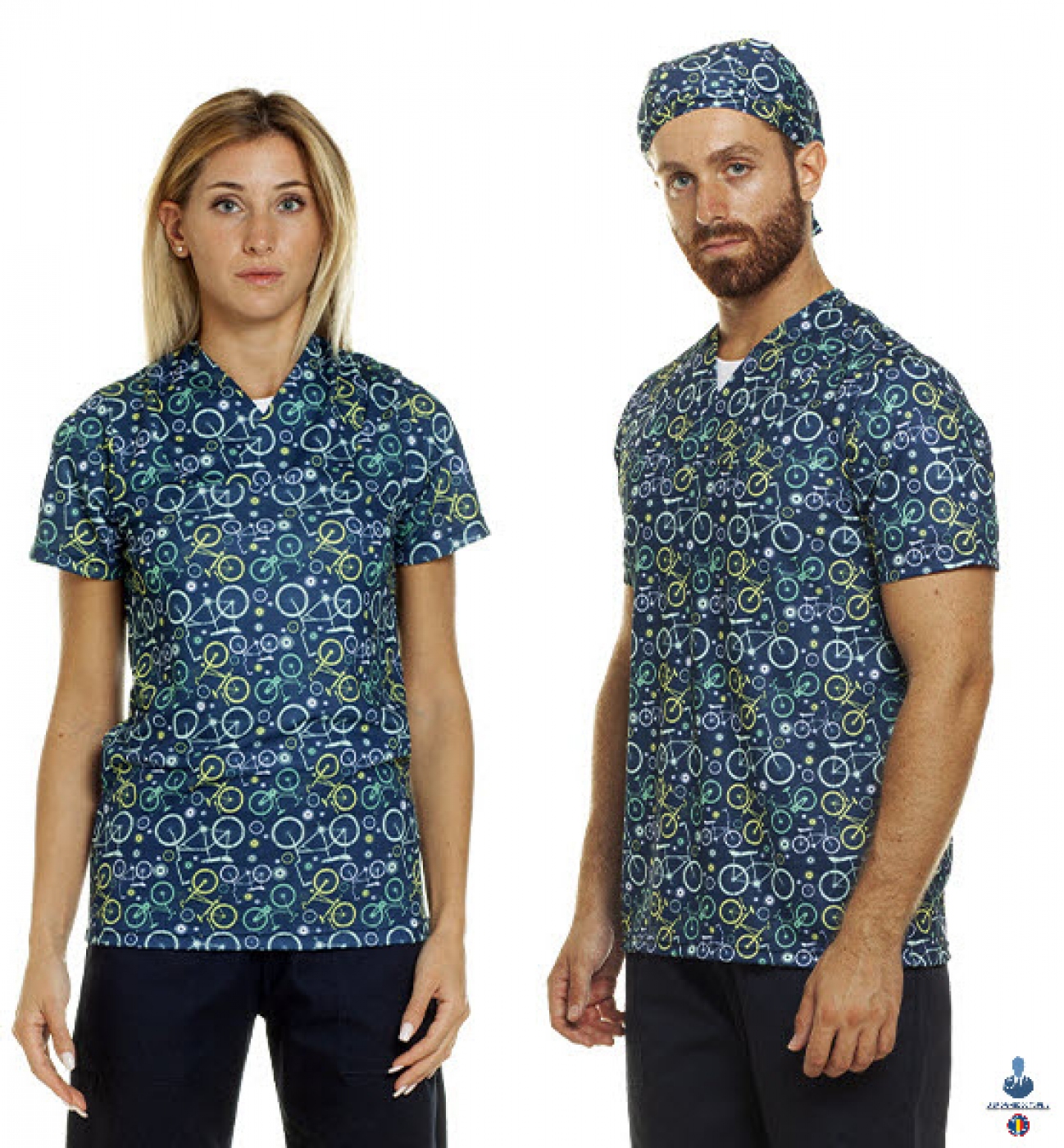 Uniforme medicale - Halat medical microfibra, maneca scurta, guler achior V-Neck, model unisex