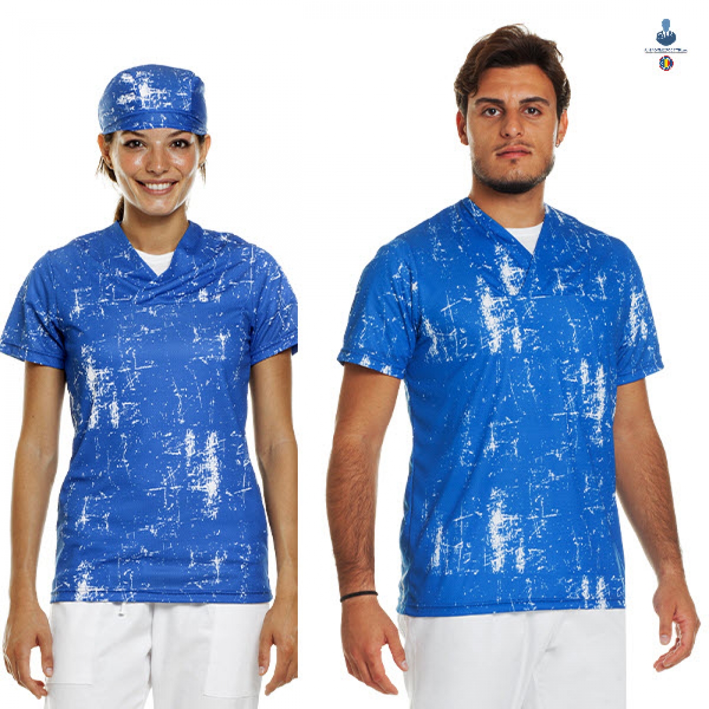 Uniforme medicale - Halat medical din microfibra, maneca scurta, guler V-Neck, model unisex