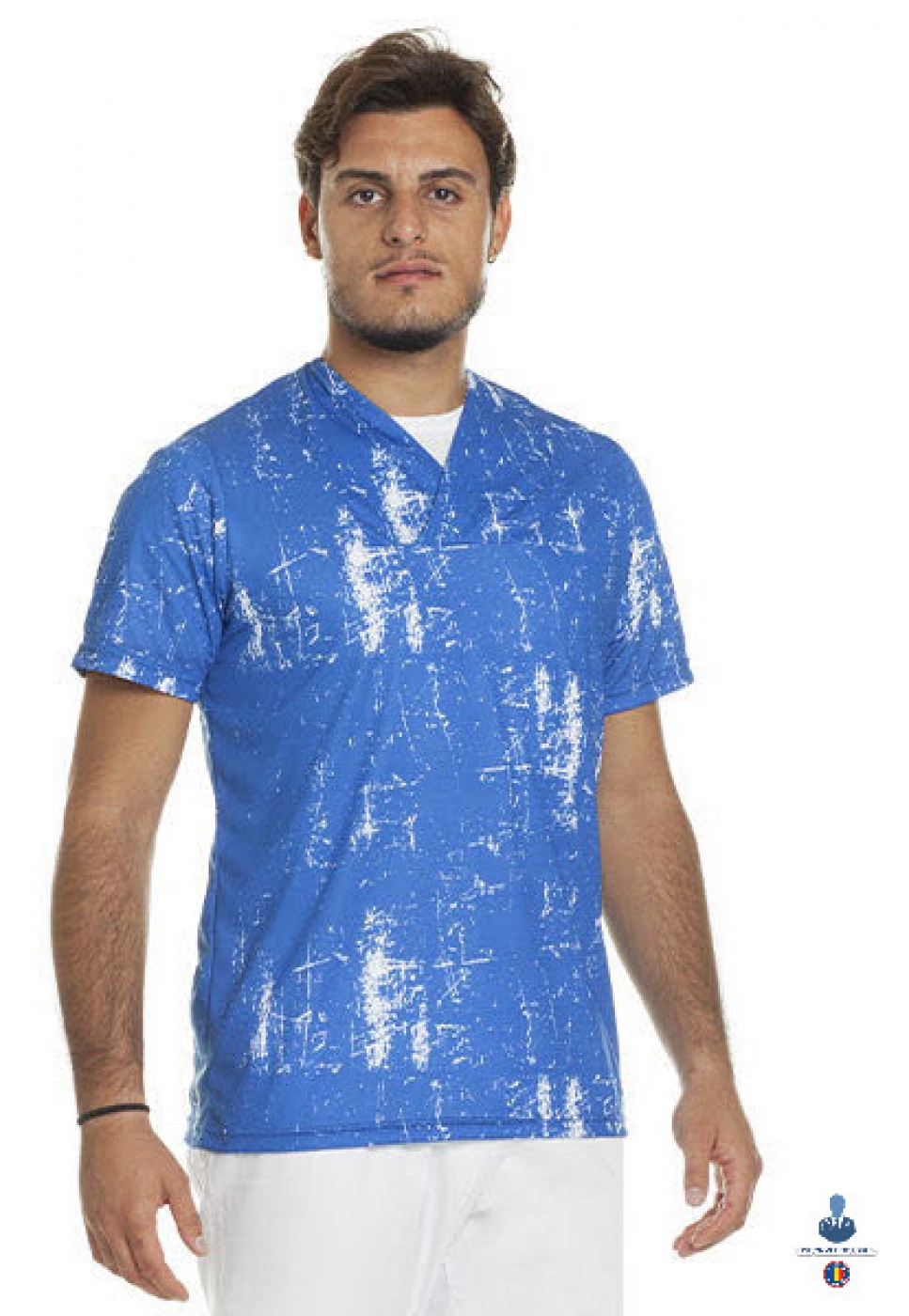 Uniforme medicale - Halat medical din microfibra, maneca scurta, guler V-Neck, model unisex