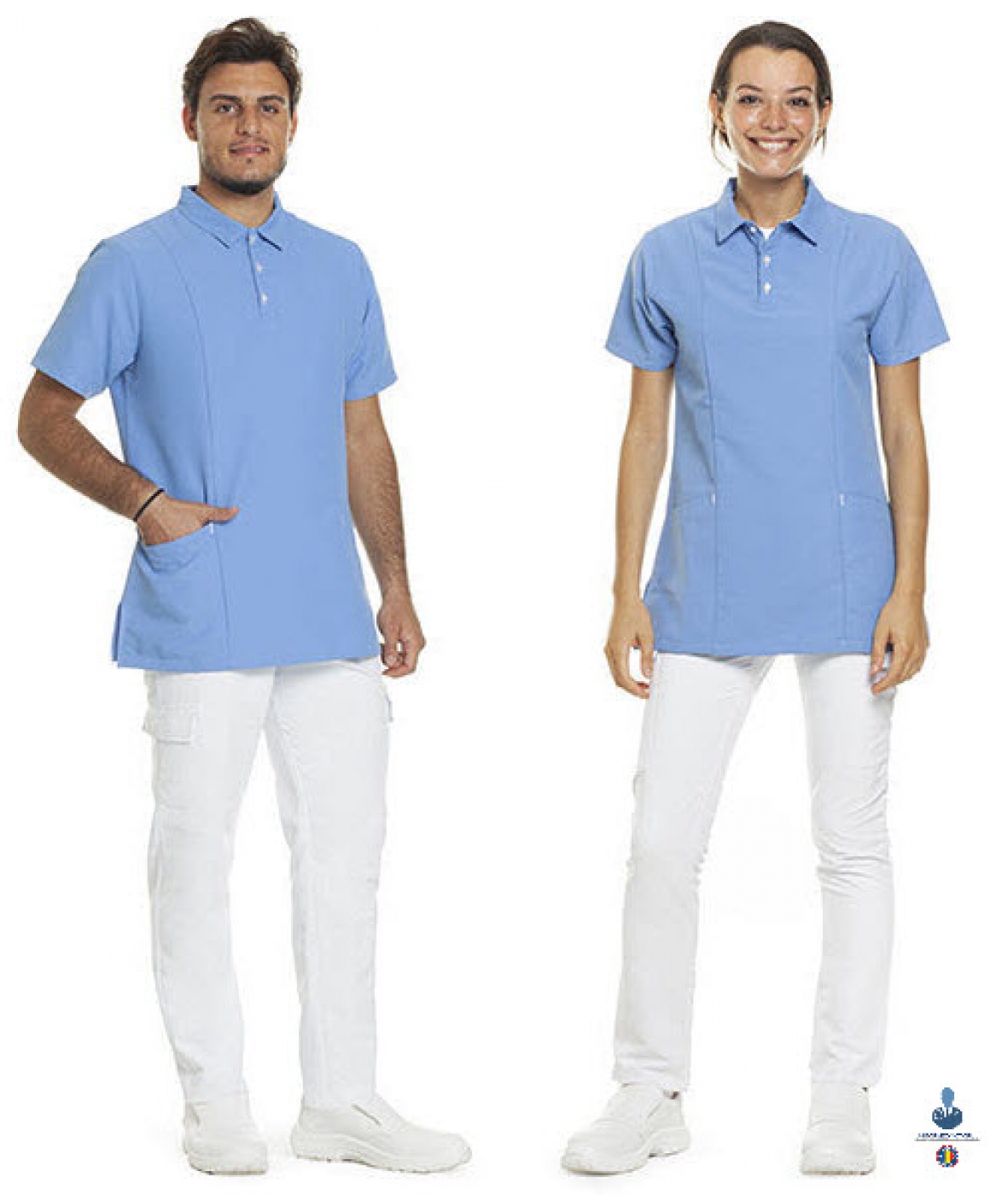 Uniforme medicale microfibra- Halat medical cu maneca scurta si guler tip polo, unisex