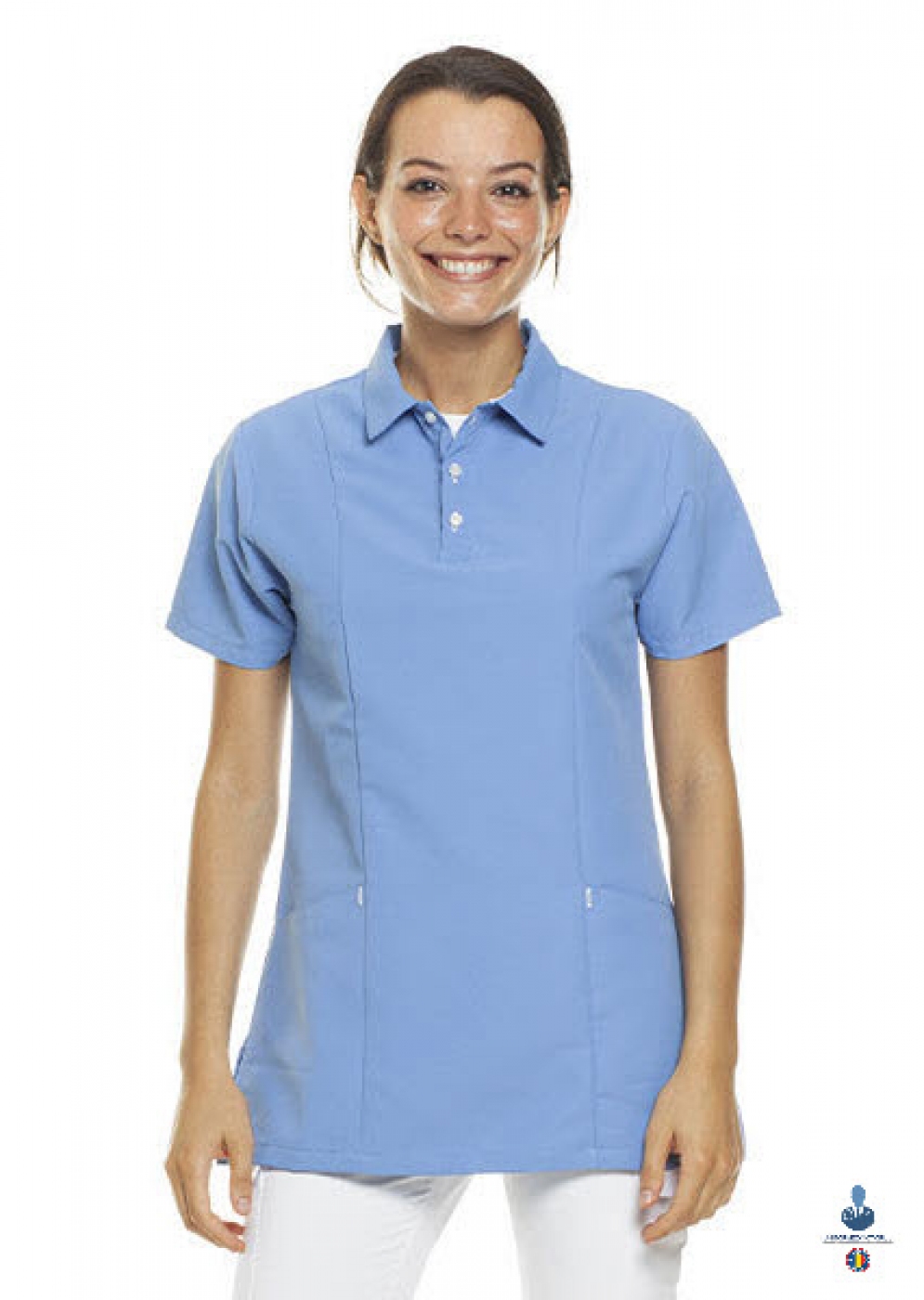 Uniforme medicale microfibra- Halat medical cu maneca scurta si guler tip polo, unisex