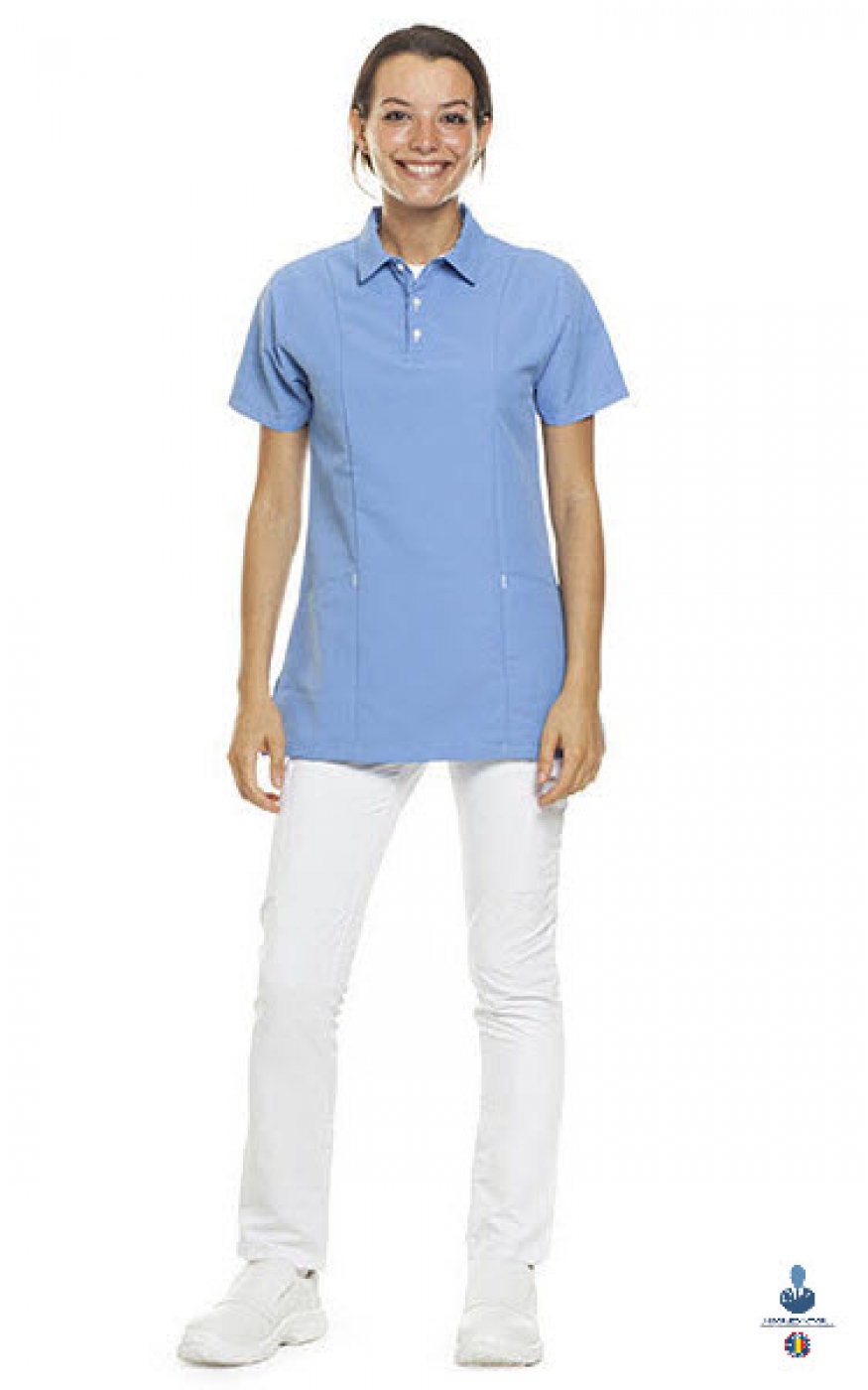 Uniforme medicale microfibra- Halat medical cu maneca scurta si guler tip polo, unisex