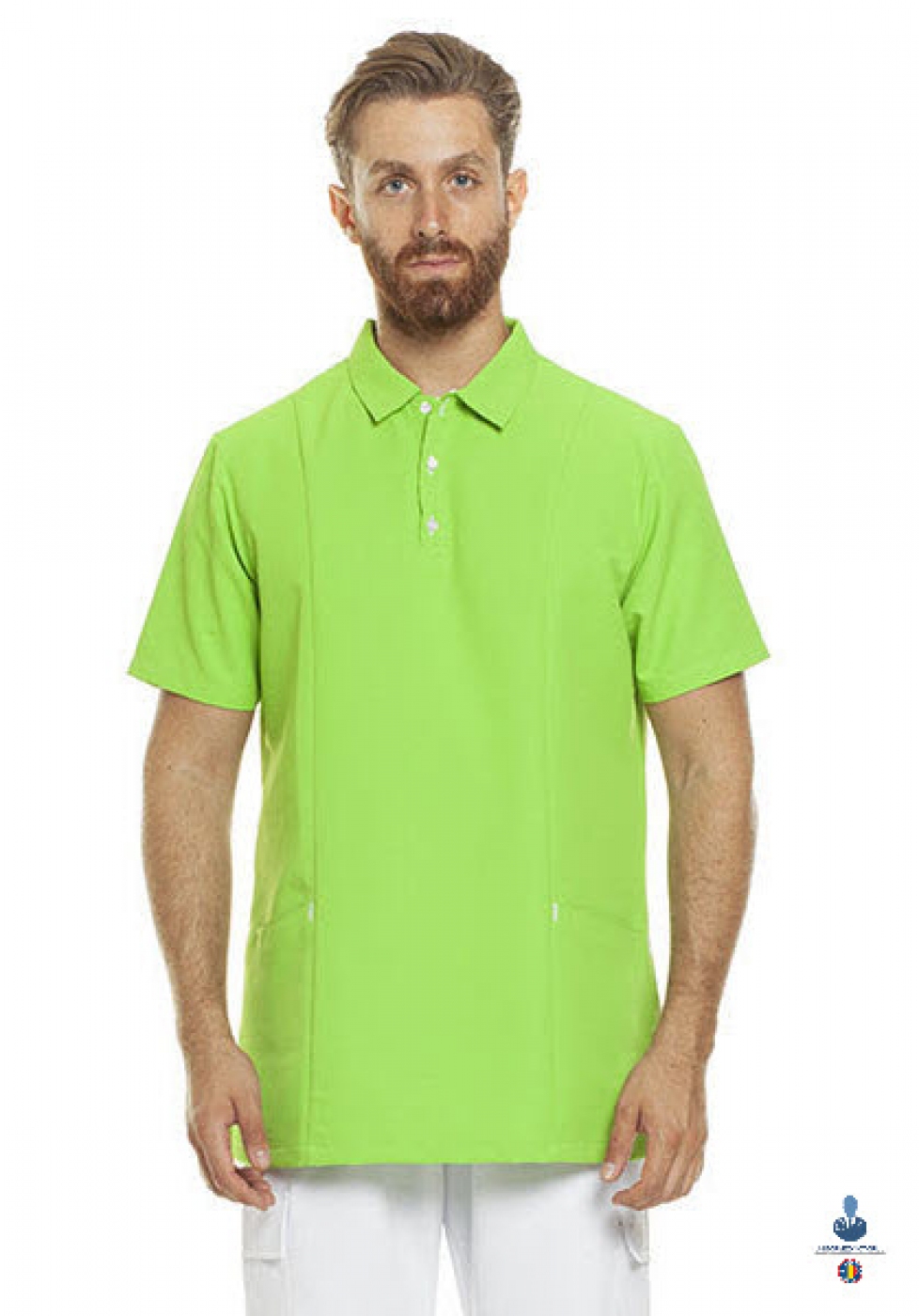 Uniforme medicale microfibra- Halat medical cu maneca scurta si guler tip polo, unisex