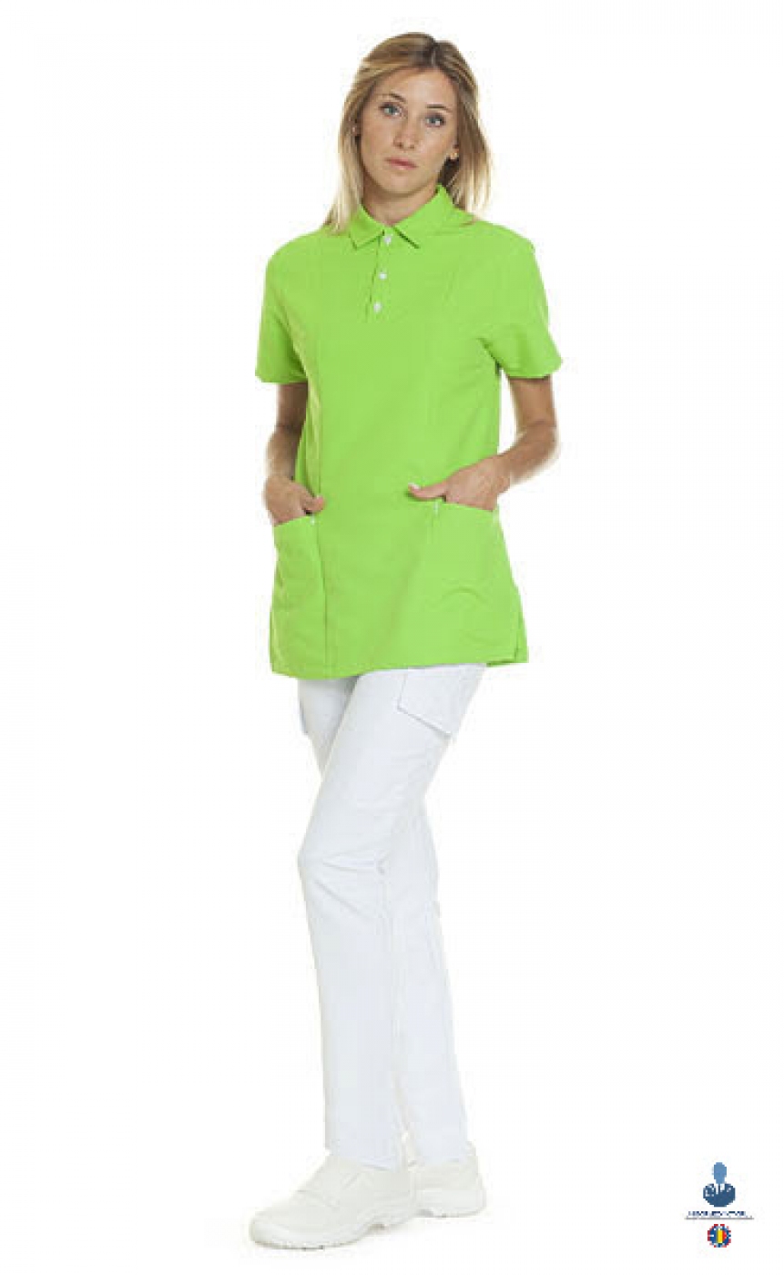 Uniforme medicale microfibra- Halat medical cu maneca scurta si guler tip polo, unisex