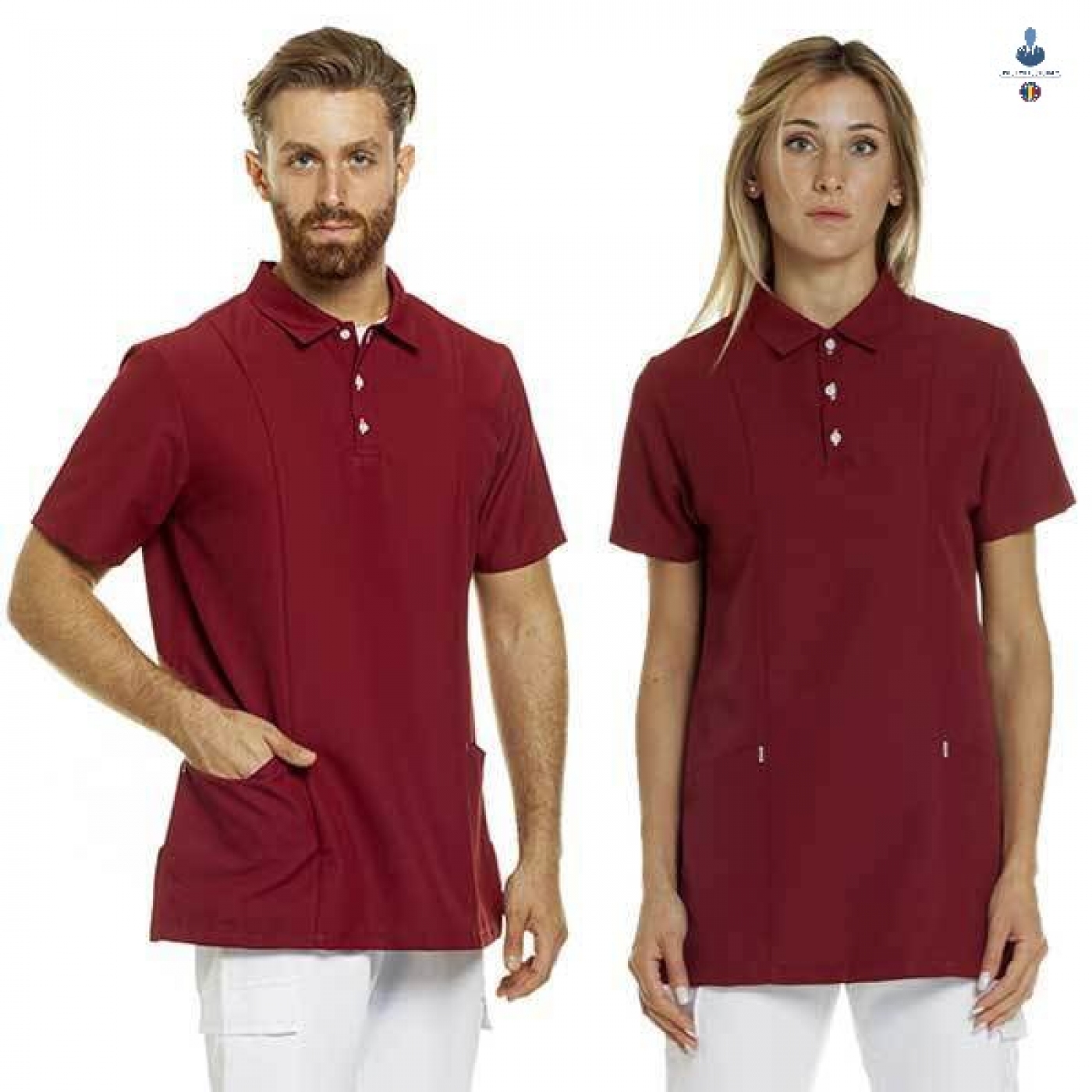 Uniforme medicale microfibra- Halat medical cu maneca scurta si guler tip polo, unisex
