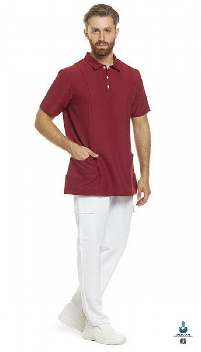 Uniforme medicale microfibra- Halat medical cu maneca scurta si guler tip polo, unisex