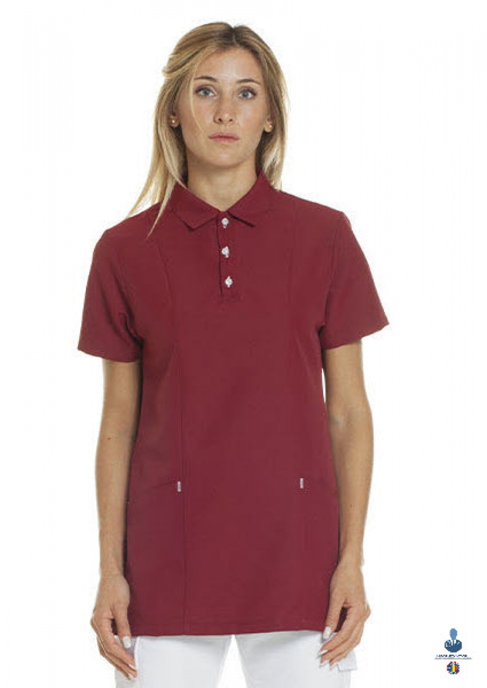 Uniforme medicale microfibra- Halat medical cu maneca scurta si guler tip polo, unisex