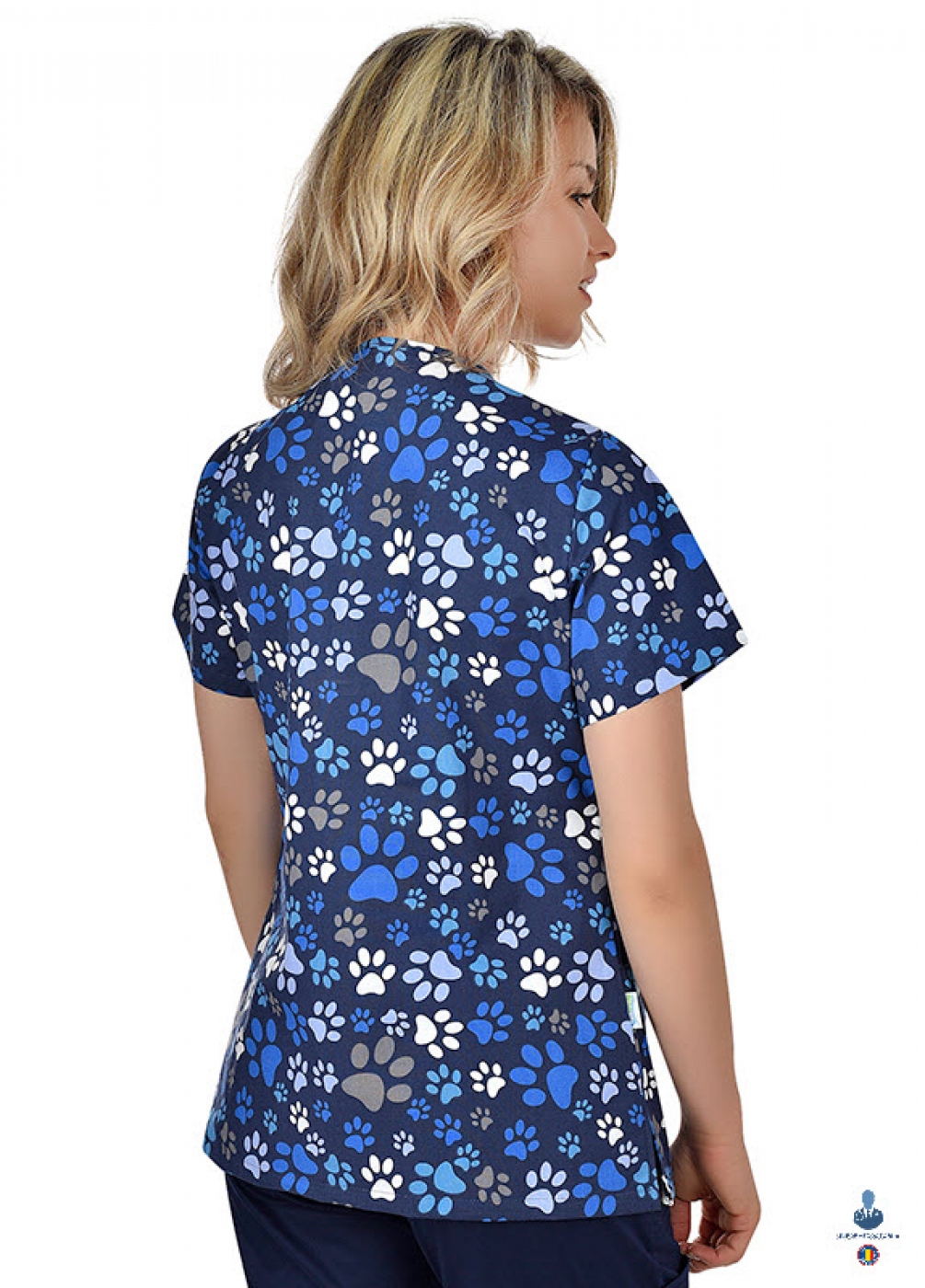Uniforme medicale imprimate 3D FLEX - Bluza medicala imprimata cu labute, cu achior